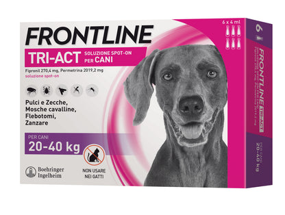 Confezione da 6 Frontline Tri-Act® Cane AGRIAPPIA, trattamento antiparassitario per cani con pillole per il controllo di pulci e zecche