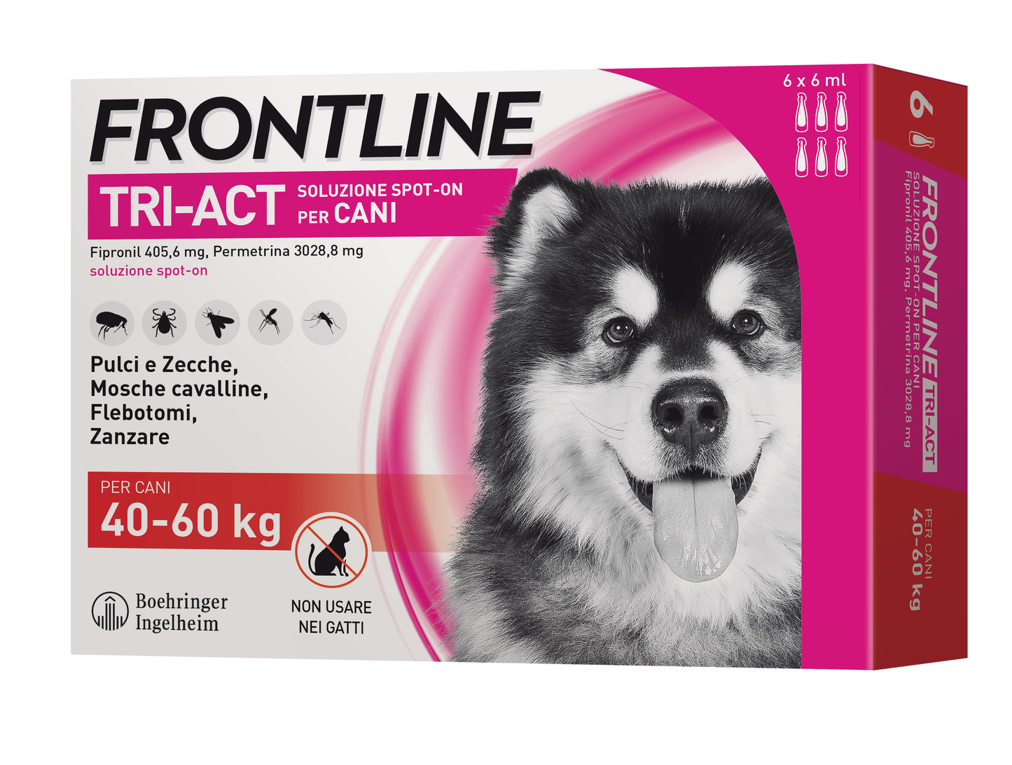 Confezione da 6 Frontline Tri-Act® Cane AGRIAPPIA, trattamento antiparassitario per animali domestici, confezione da 40-60 kg
