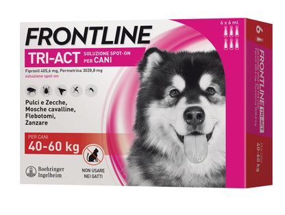 Confezione da 6 Frontline Tri-Act® Cane AGRIAPPIA, trattamento antiparassitario per animali domestici, confezione da 40-60 kg