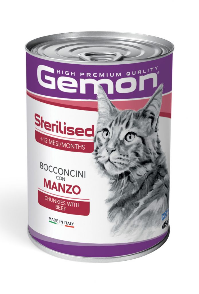 Bocconcini sterilizzati con manzo AGRIAPPIA, cibo umido per cani, in lattina da 415g, con carne di manzo visibile.