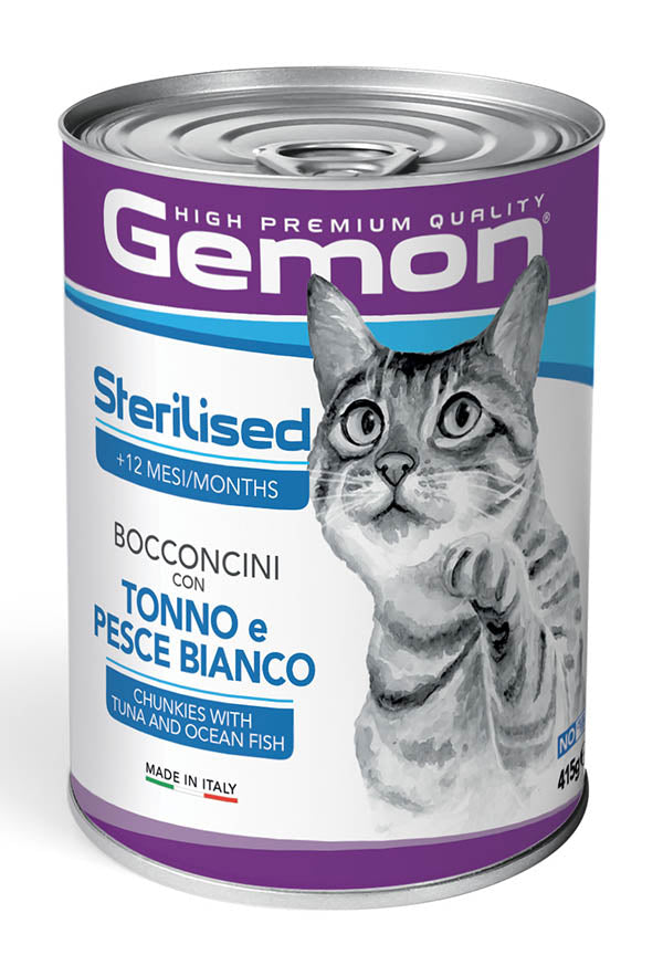 Bocconcini di tonno e pesce bianco sterilizzati AGRIAPPIA in scatola da 415g, con etichetta visibile