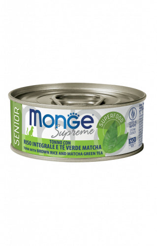 Crocchette Monge Supreme Cat AGRIAPPIA da 80g, confezione con crocchette per gatti anziani, immagine del prodotto in primo piano