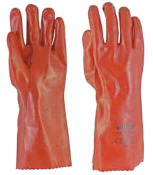 Guanti in PVC rossi AgriaPpiA, misura 35 cm, taglia 10, modello resistente e flessibile, in primo piano.