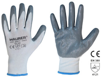 Guanti in poliestere e nitrile con polsino, taglia 9, marca Agriappia, ideali per protezione e comfort durante lavori industriali.