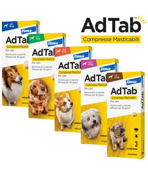 Compresse masticabili AdTab per cani di AGRIAPPIA, con ingredienti naturali per il benessere e la salute dei cani.
