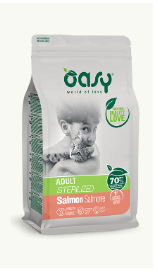 Crocchette per gatti adult sterilizzati AGRIAPPIA Oasy Salmone, cibo umido per gatti adulti con salmone.