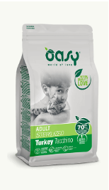 Crocchette per gatti Oasy Adult Sterilized Tacchino di AGRIAPPIA, confezione con crocchette per gatti sterilizzati al tacchino.