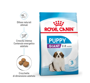 Cibo per cani Puppy Giant Royal Canin in confezione AGRIAPPIA, immagine con sacco di alimenti per cuccioli di grandi razze