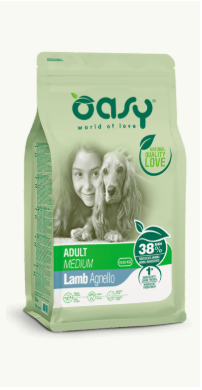 Cibo per cani AGRIAPPIA Oasy Adult Medium Agnello in confezione da 3kg, crocchette di carne di agnello per cani di taglia media