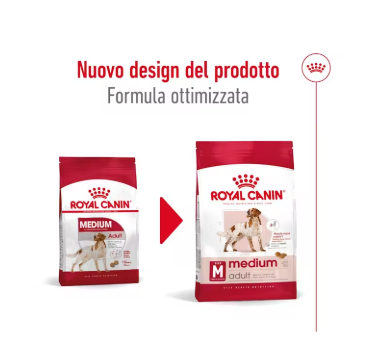 Cibo per cani Royal Canin Medium Adult AGRIAPPIA, confezione con crocchette per cani di taglia media.