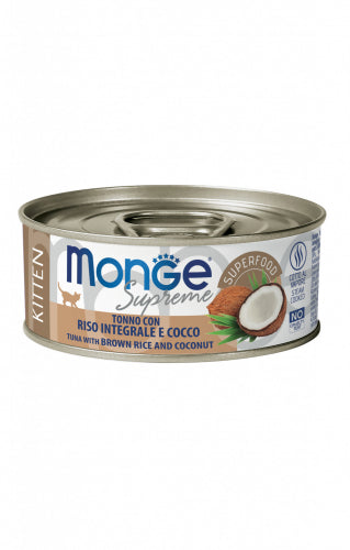 Tonno con cocco Monge Supreme Cat per gattini, scatola da 80 g, alimento umido per cuccioli di gatto AGRIAPPIA