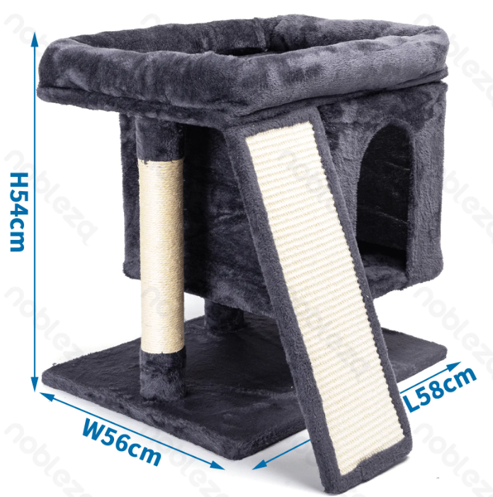 Castello per gatti di medie dimensioni AGRIAPPIA, struttura in legno con torri e piattaforme per il gioco e il riposo del gatto.