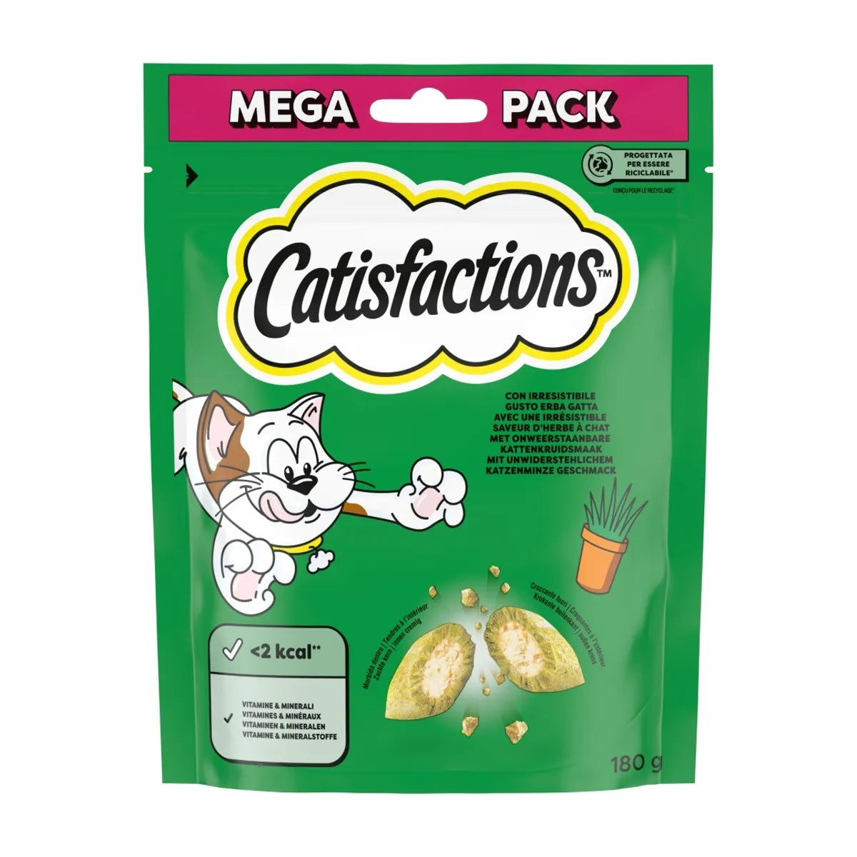 Erba gatta AGRIAPPIA Catisfaction Snack Gatto, grande confezione con erba naturale per gatti, visibile nella confezione.