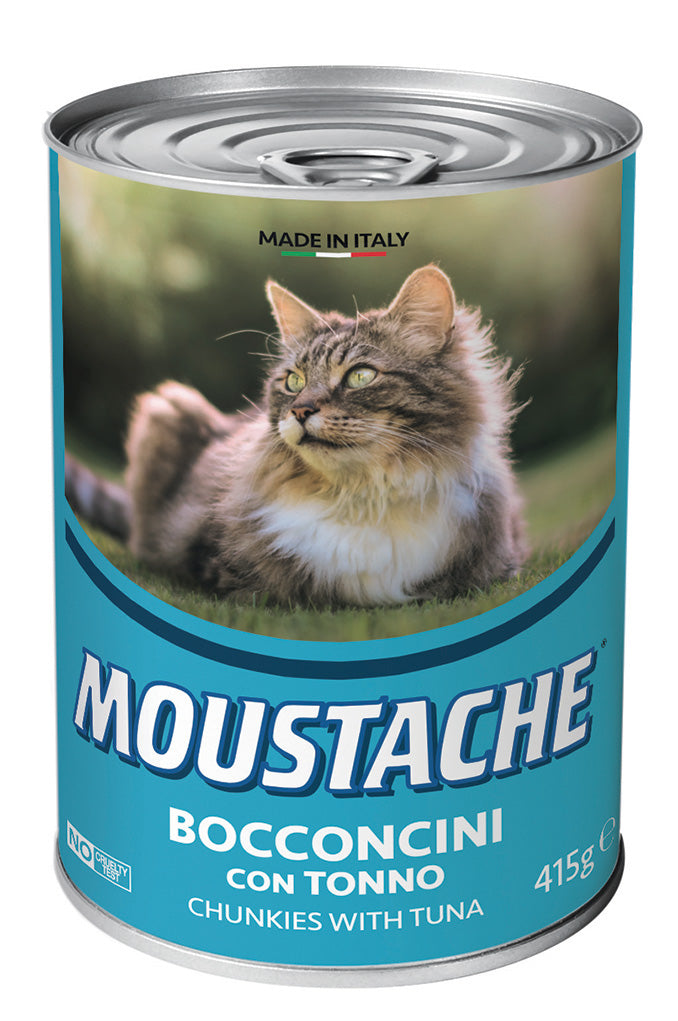 Moustache Adult Bocconcini con Tonno AGRIAPPIA, snack per gatti con pezzetti di tonno in scatola, in confezione da 1.