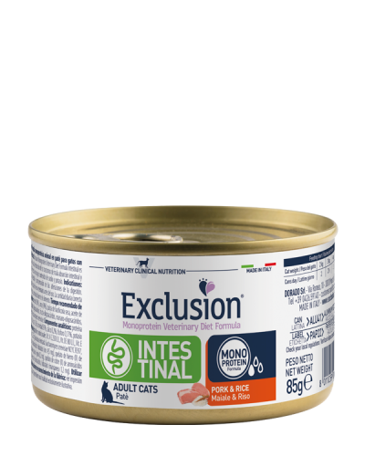 EXCLUSION MONOPROTEIN VET DIET INTESTINAL GATTO MAIALE E RISO 85gr 