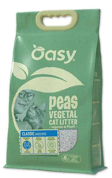 Lettiera vegetale Peas Classic Unscented di AgriAppia, lettiera naturale senza profumo, in contenitore da 10 litri.