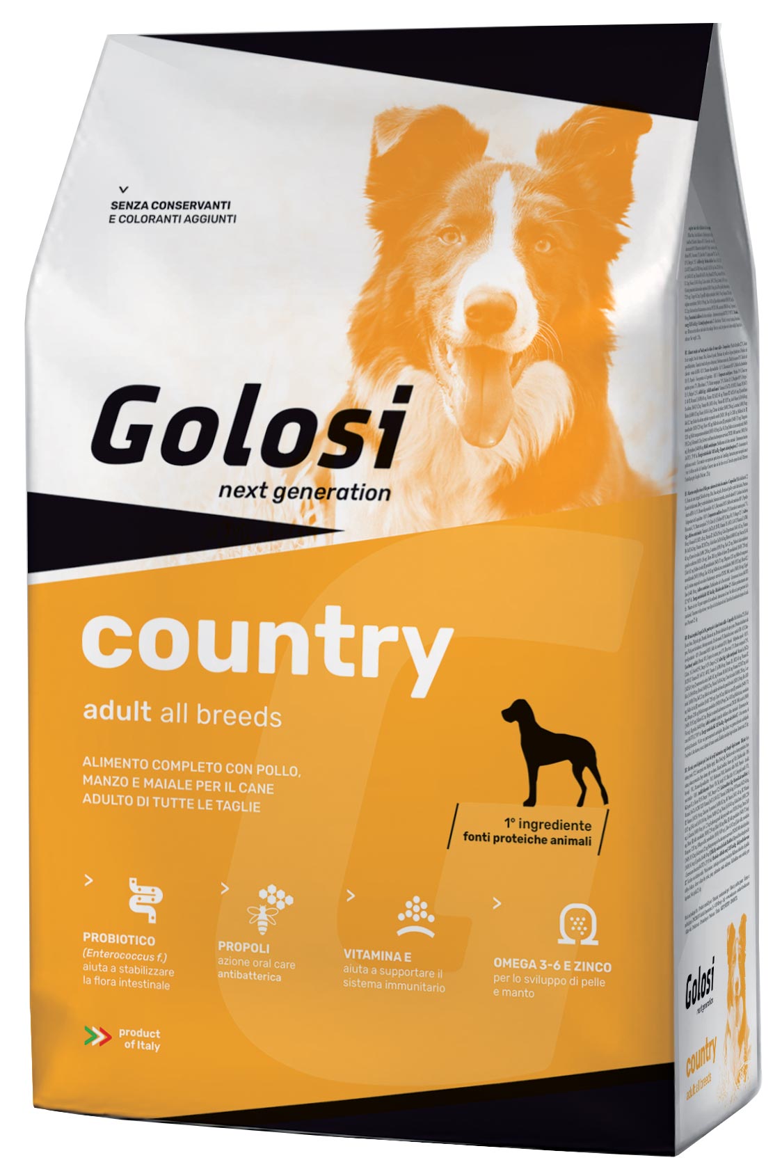 Immagine di Golosi Country AGRIAPPIA, prodotto alimentare con ingredienti naturali, in confezione da 250g, vista dall'alto.