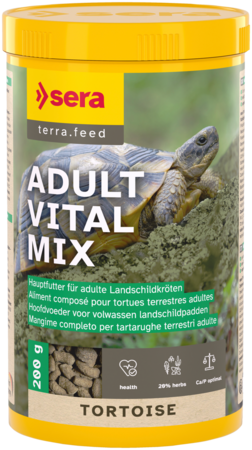 Sera Tortoise Adult Vital Mix – Mangime Completo per Tartarughe Terrestri Adulte con 20% Erbe