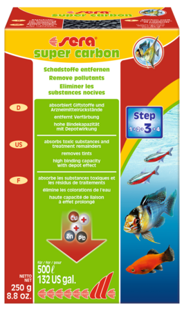 Sera Super Carbon – Carbone Attivo per Acquario | Elimina Medicinali, Sostanze Nocive e Coloranti
