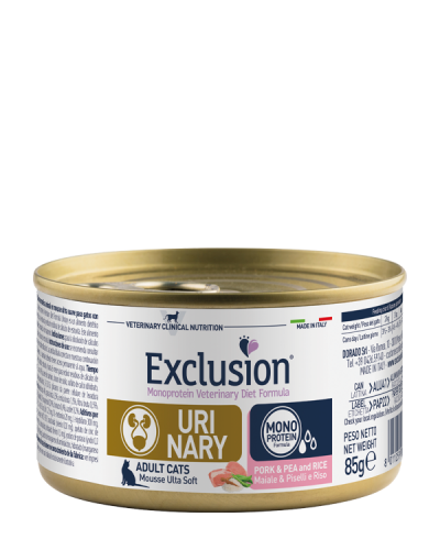 EXCLUSION MONOPROTEIN VET DIET  URINARY CAT PORK & PEA AND RICE 85gr