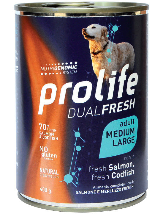 Bastone Prolife DUALFRESH di Agriappia con salmone e merluzzo, alimento umido per cani di alta qualità.