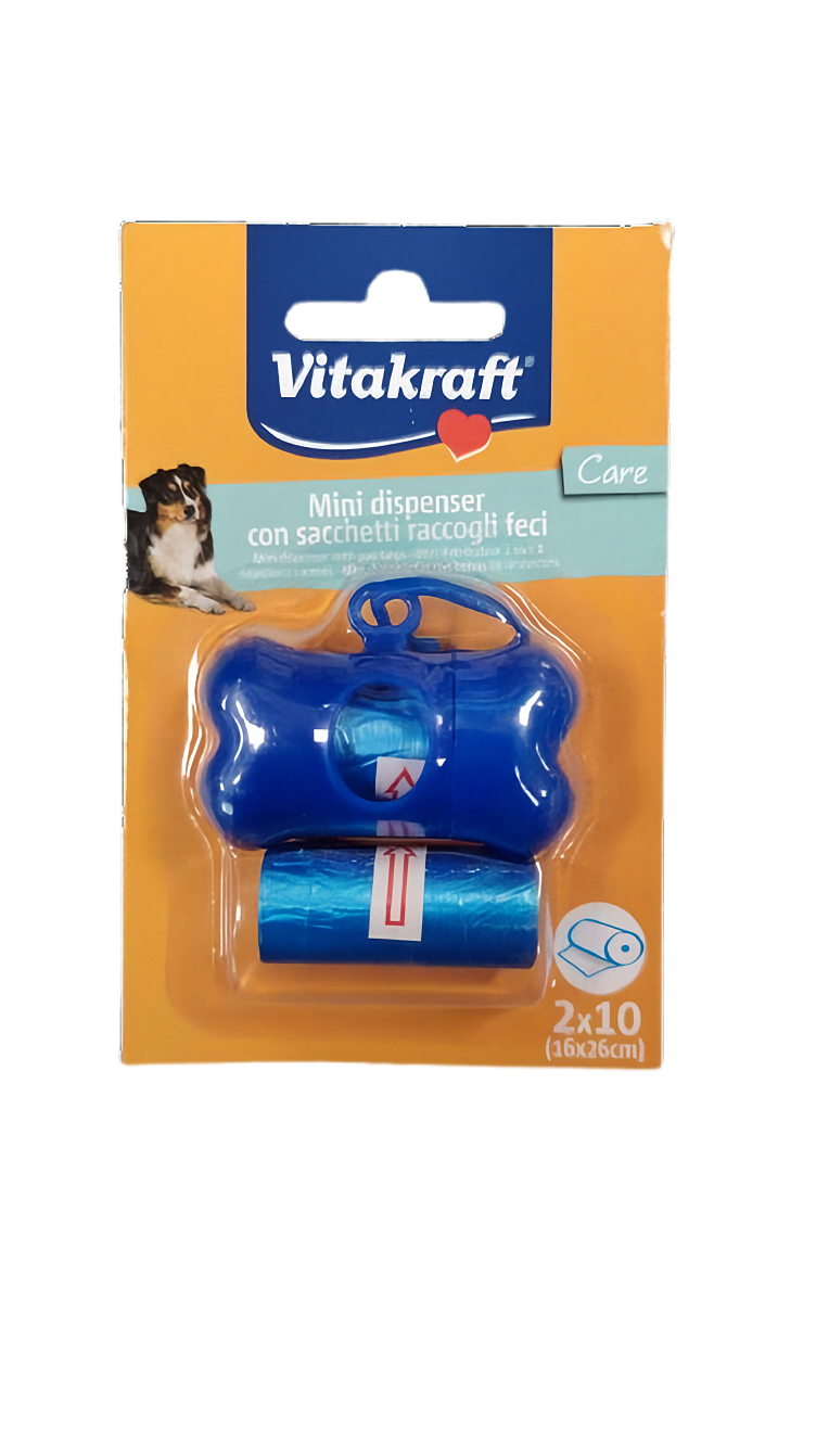 Mini Dispenser Sacchetti Igienici per Cane a Forma di Osso – Con Clip e 20 Sacchetti