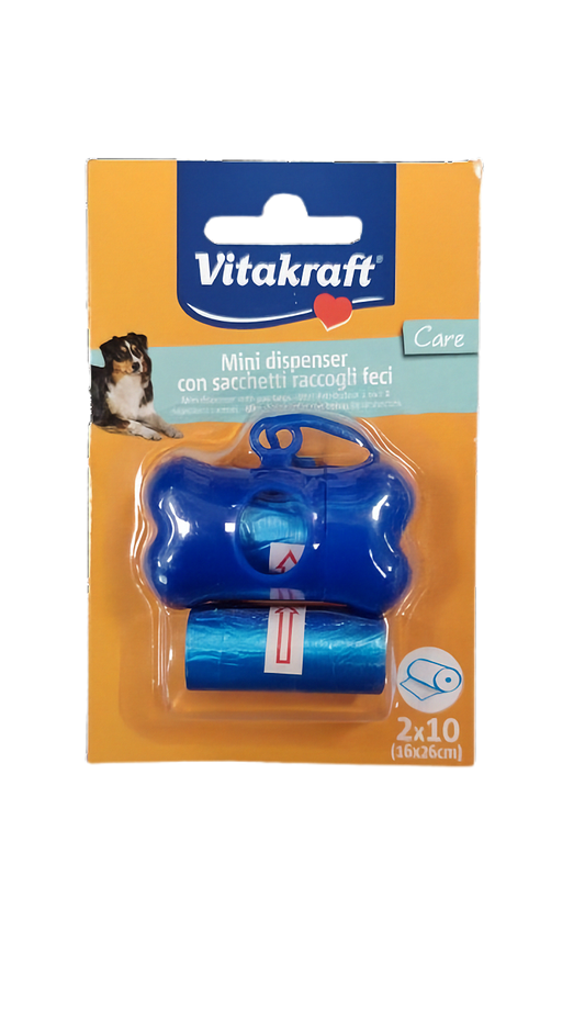 Mini Dispenser Sacchetti Igienici per Cane a Forma di Osso – Con Clip e 20 Sacchetti
