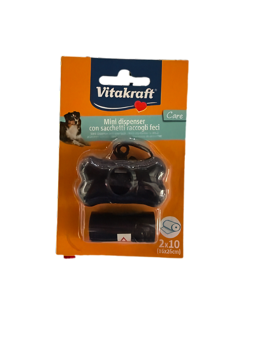 Mini Dispenser Sacchetti Igienici per Cane a Forma di Osso – Con Clip e 20 Sacchetti