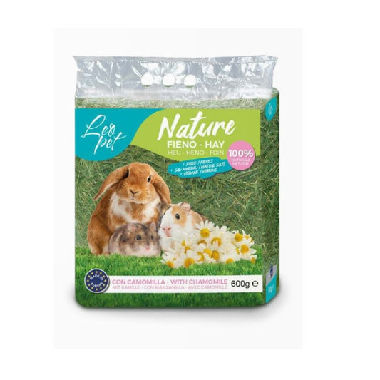 LEOPET Fieno Aromatizzato per Roditori 600g – Camomilla, Tarassaco o Carota