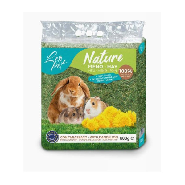 LEOPET Fieno Aromatizzato per Roditori 600g – Camomilla, Tarassaco o Carota