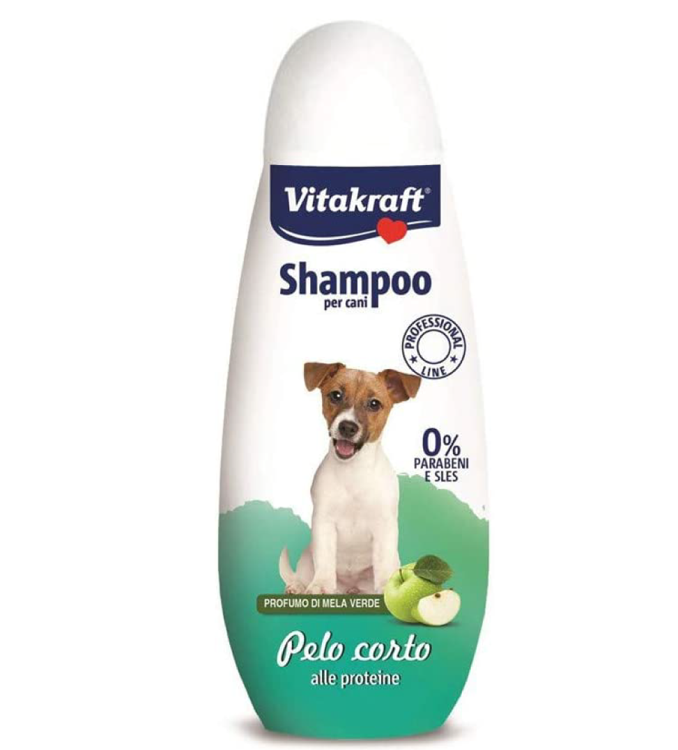 Shampoo AGRIAPPIA per cani con pelo corto, bottiglia con etichetta, ideale per la pulizia e cura del pelo canino.
