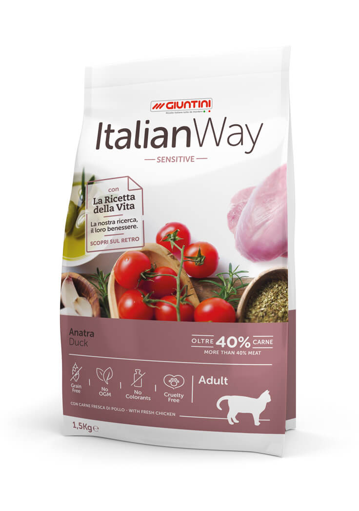 Gatto che osserva un'anatra sensibile ItalianWay AGRIAPPIA in un ambiente naturale.
