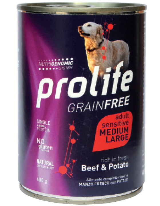 Bastone per cani Prolife Cane GRAINFREE di AGRIAPPIA con carne di manzo, alimento senza cereali in confezione da 100g