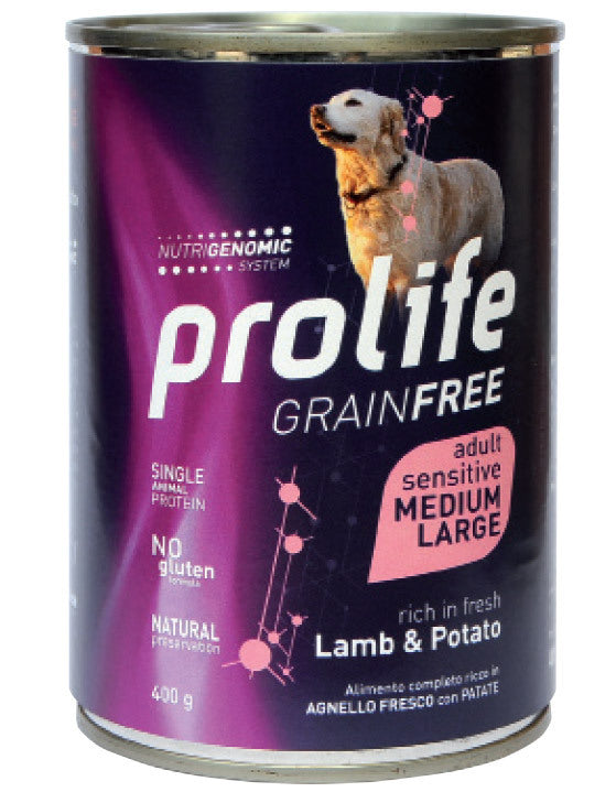 Gamba Prolife Cane Grainfree di AGRIAPPIA, alimento naturale senza cereali, per cani, con immagine della confezione.