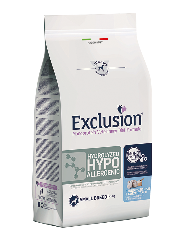 Exclusion Diet Hydrolyzed Hypoallergenic Pesce & Amido di Mais – Dieta Ipoallergenica per Cani