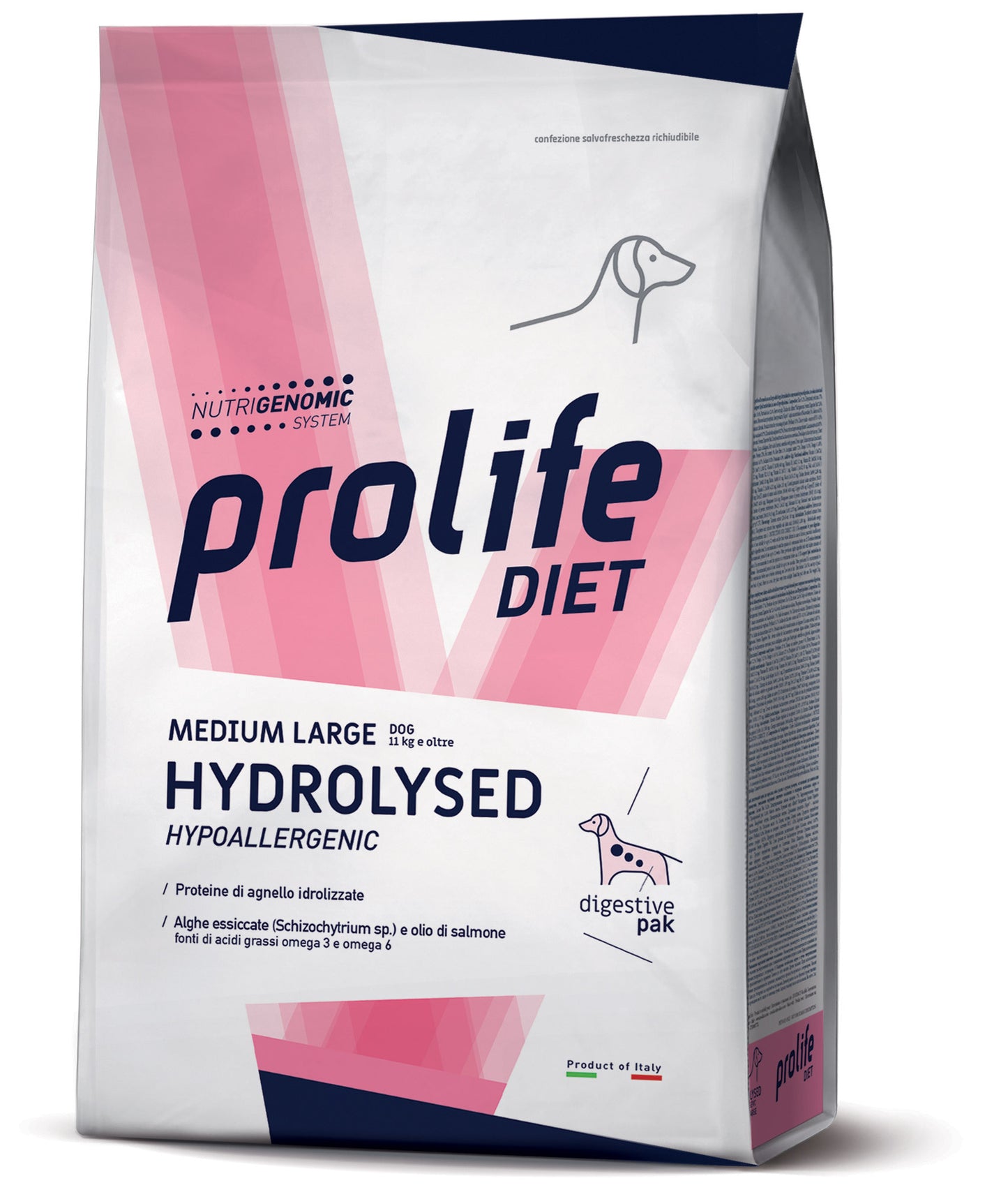Alimento idrolizzato ipoallergenico AGRIAPPIA per taglia media/grande, forma secca e adatta a cani sensibili, in confezione da 1 kg