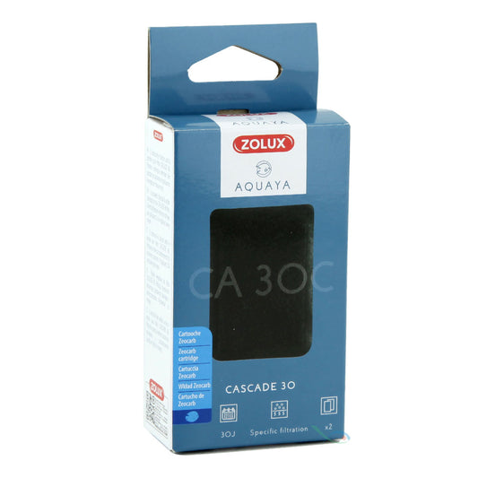 ZOLUX Aquaya Zeocarb – Carbone e Zeolite di Ricambio per Filtro Cascade 30/60/90 – 2 pz