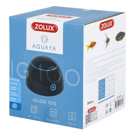 ZOLUX Aquaya Igloo 100 – Aeratore per Acquario 40-100L, 1 Uscita, Nero
