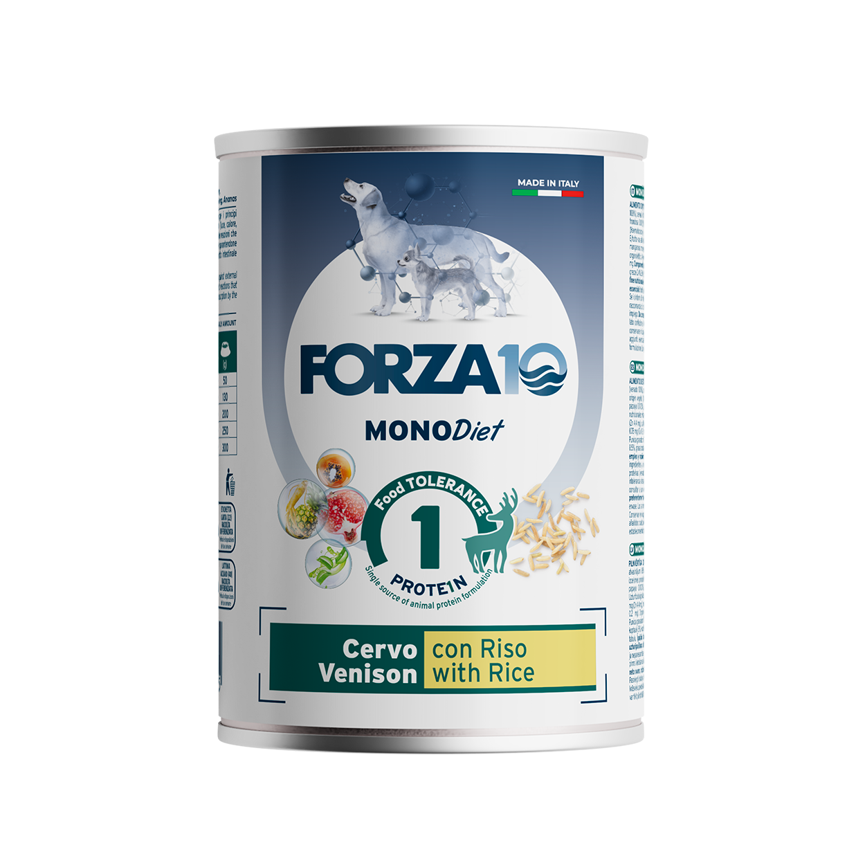Forza10 Adult Sensitive – Alimento Dietetico Umido Cervo con Riso per Cani 400g