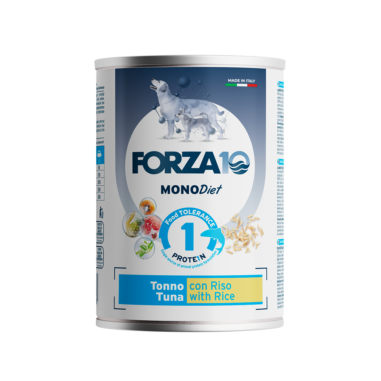 Forza10 Adult Sensitive – Alimento Dietetico Umido Tonno con Riso per Cani 400g