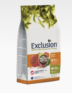 EXCLUSION MEDITERRANEO  NOBLE GRAIN PUPPY BEEF LARGE BREED 12Kg