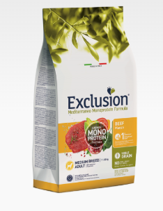 EXCLUSION MEDITERRANEO  NOBLE GRAIN ADULT BEEF MEDIUM BREED