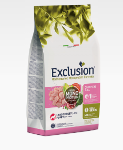 EXCLUSION MEDITERRANEO  NOBLE GRAIN PUPPY CHICKEN LARGE BREED 12Kg
