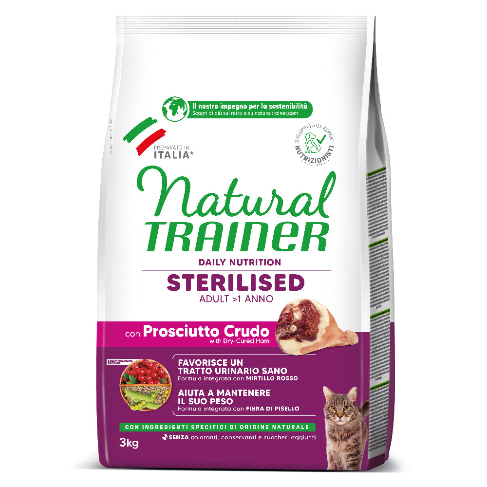 Crocchette per adulti AGRIAPPIA Daily Nutrition Sterilizzati con prosciutto crudo, alimentazione equilibrata e ricca di proteine