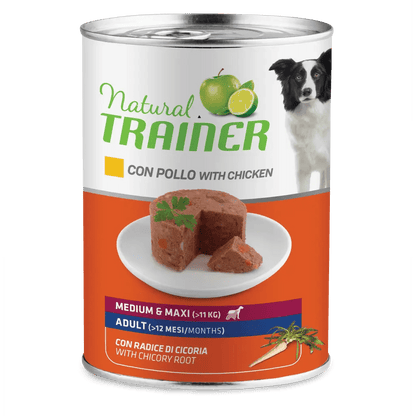 Crocchette umide per cani adulti Natural Trainer Mantenimento M&M con pollo, confezione grande, prodotto per la cura del cane AgriaPPIA