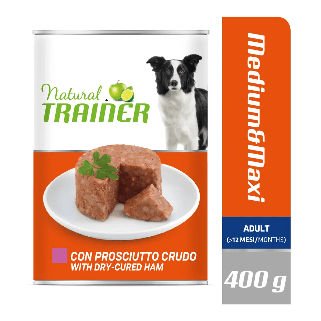Trainer naturale MANTENIMENTO M&M per cani adulti con prosciutto crudo umido, prodotto da AGRIAPPIA.