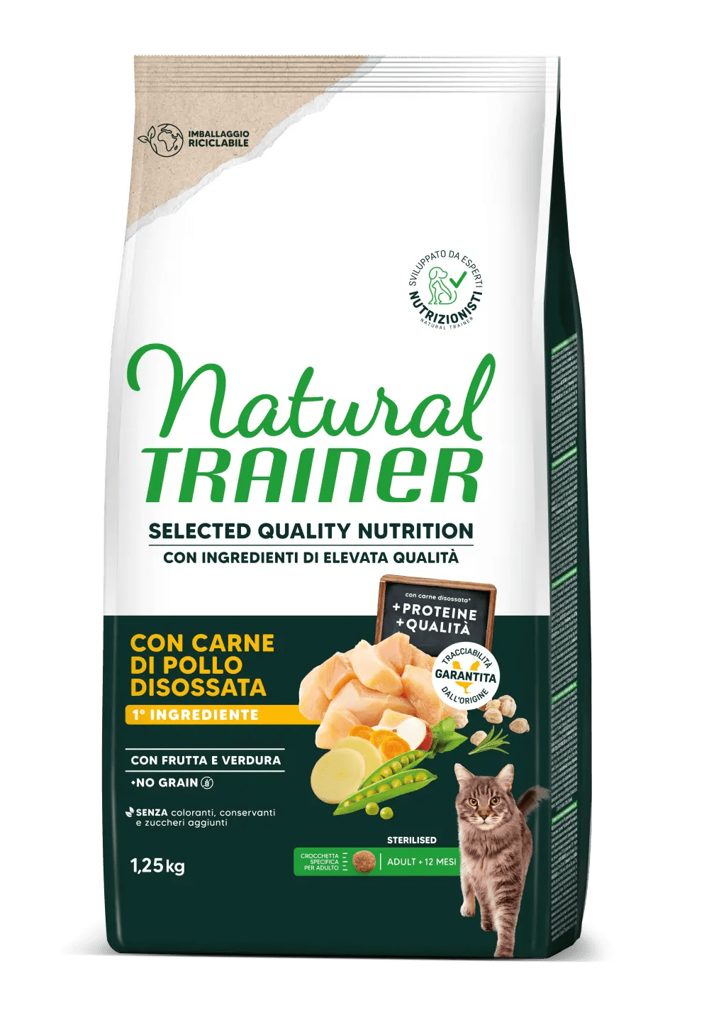Crocchette per cani adulti sterilizzati con carne di pollo disossata, marca Selected Quality Nutrition, sacco grande