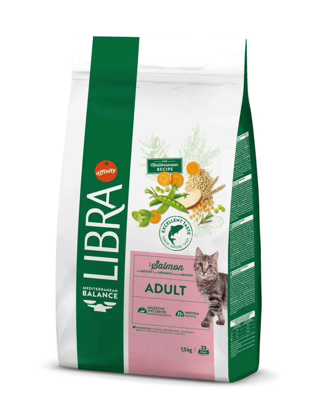 Crocchette per adulti Libra con salmone, alimento per cani di AGRIAPPIA, con sacco grande e immagine del prodotto in primo piano