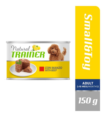 Cibo umido per cani Natural Trainer Mantenimento S&T AgriaPpia con manzo, alimento naturale e nutriente per cani adulti.
