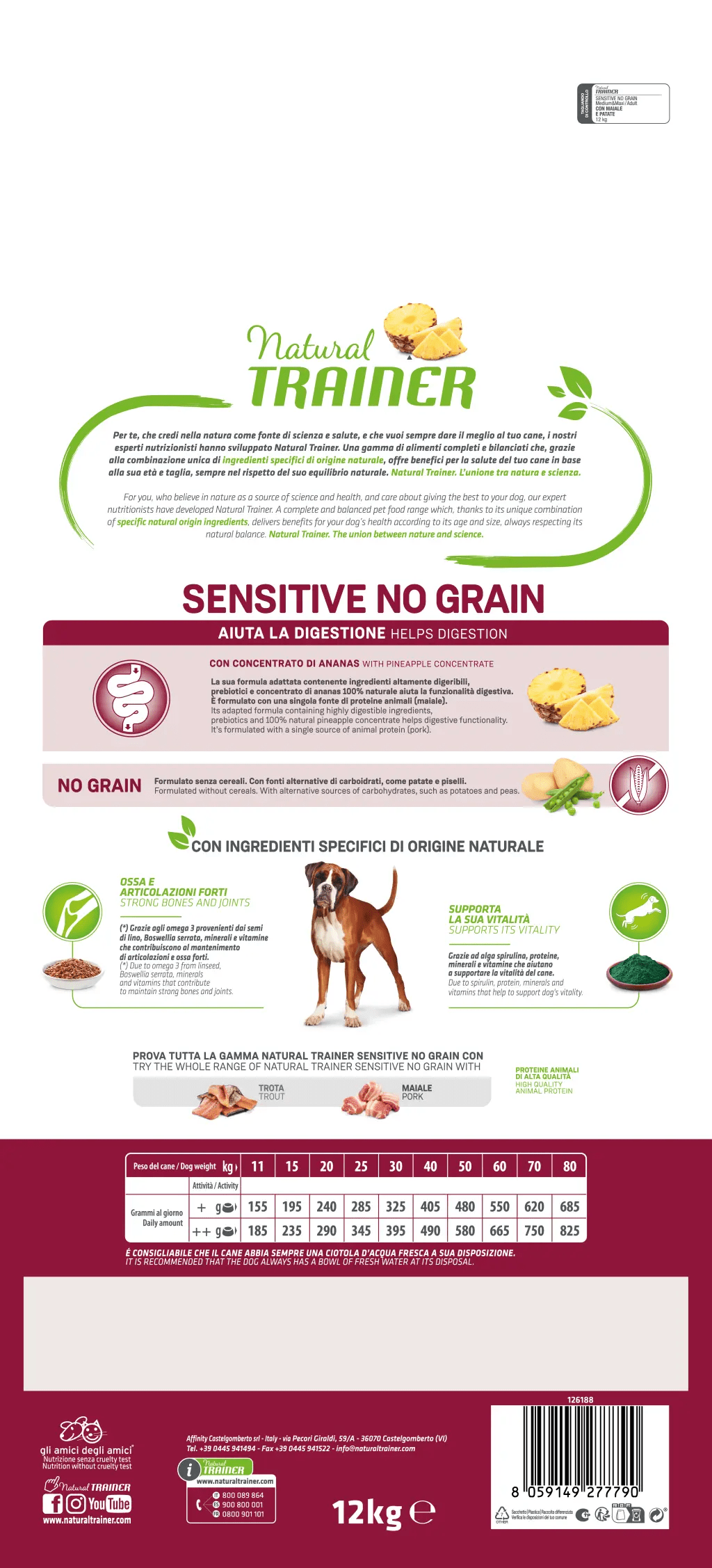 Crocchette per cani Adult Maiaile Natural Trainer, senza cereali, marca AGRIAPPIA, con pezzi di M&M, immagine di grandi dimensioni